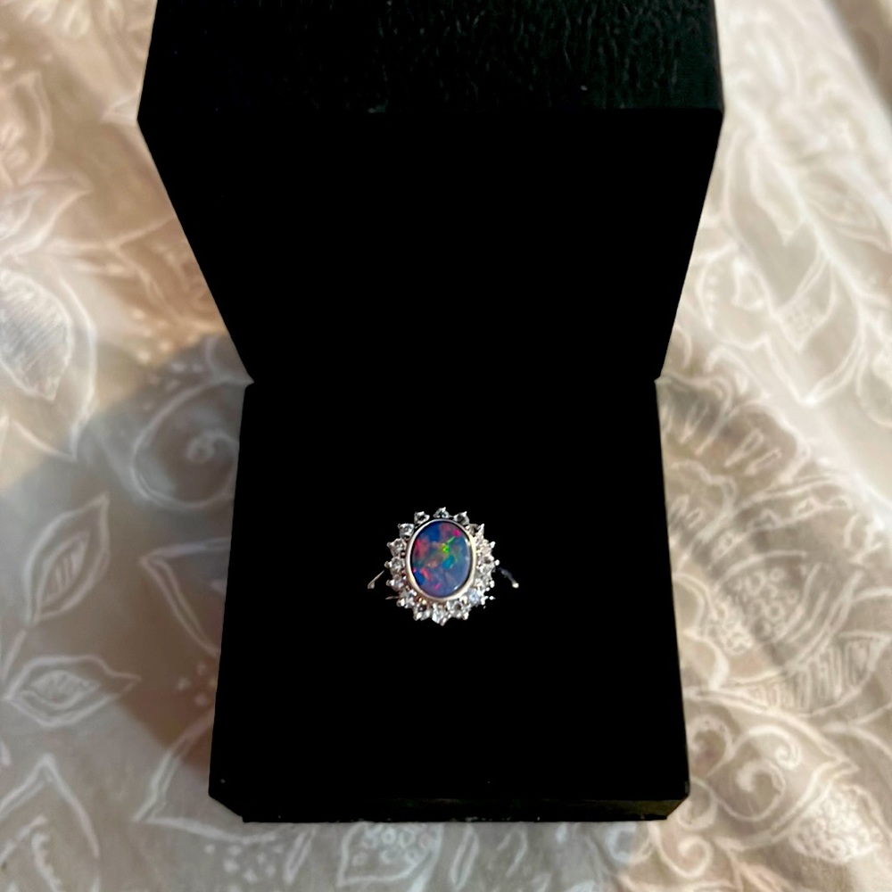 Ladies Sterling Silver Opal Doublet Ring Size 6.25